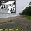 LST HIT OFF LUNGA BEACH DURING THE LAST BIG JAPANESE AIR RAID IN JUNE 1943