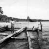 25th Seabees building a pier at Doma Cove in Sept 43, near wreck of transport KYUSYU MARU