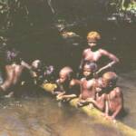 Visale village kids in creek 1944