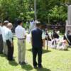 JAPANESE TOUR GROUP AT SHINTO CEREMONY. GENTLEMAN 3RD FROM RIGHT WAS A 90 YEAR OLD ARTILLERY VETERAN.