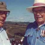 THAYER SOULE (1ST MD PHOTO OFFICER) AND MARTIN CLEMENS ON GUADALCANAL IN 1992 FOR THE 50TH ANNIVERSARY.
